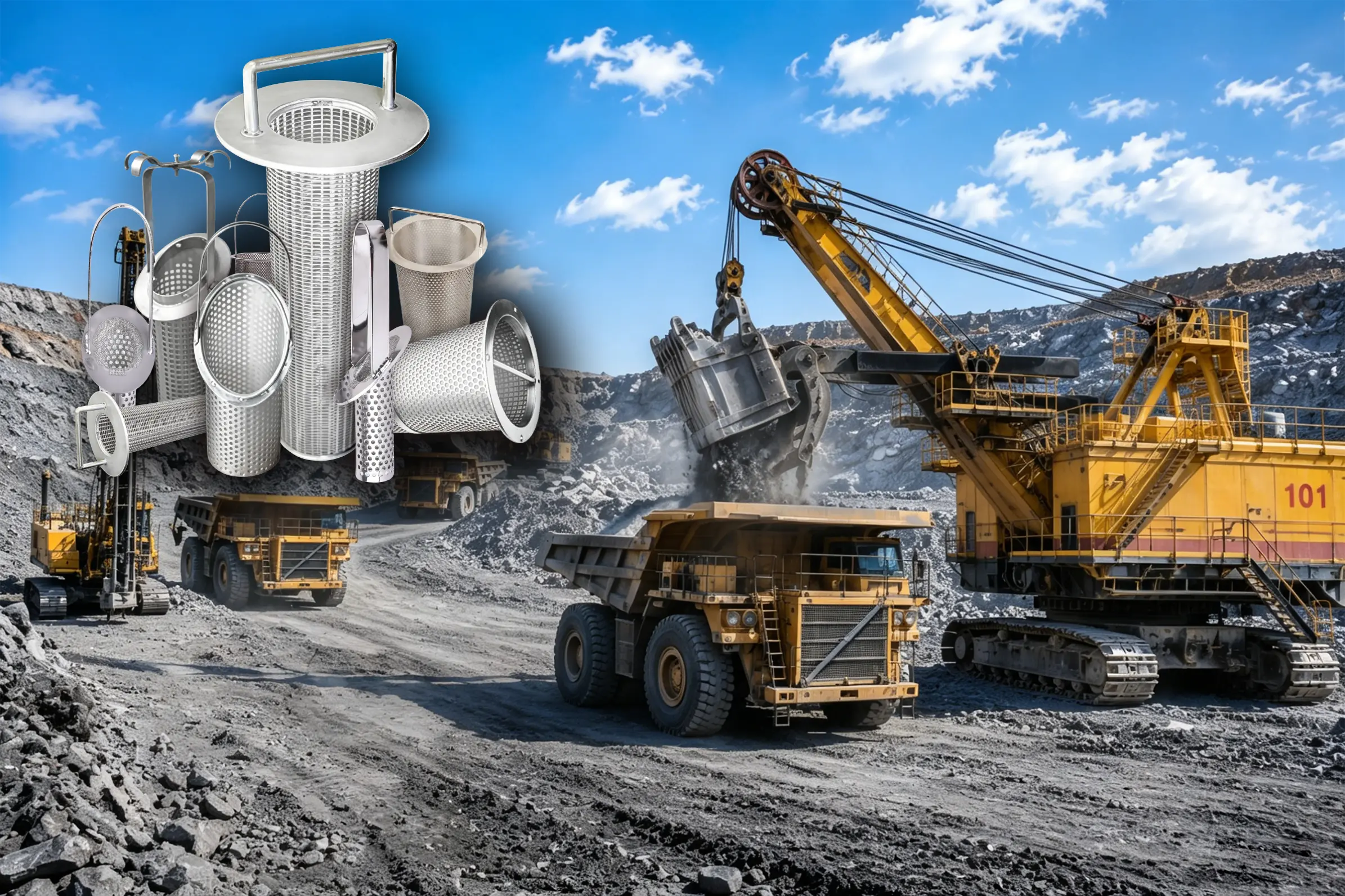 Stainless steel basket and tube filter used in mining slurry, ball mill lubrication and hydraulic systems