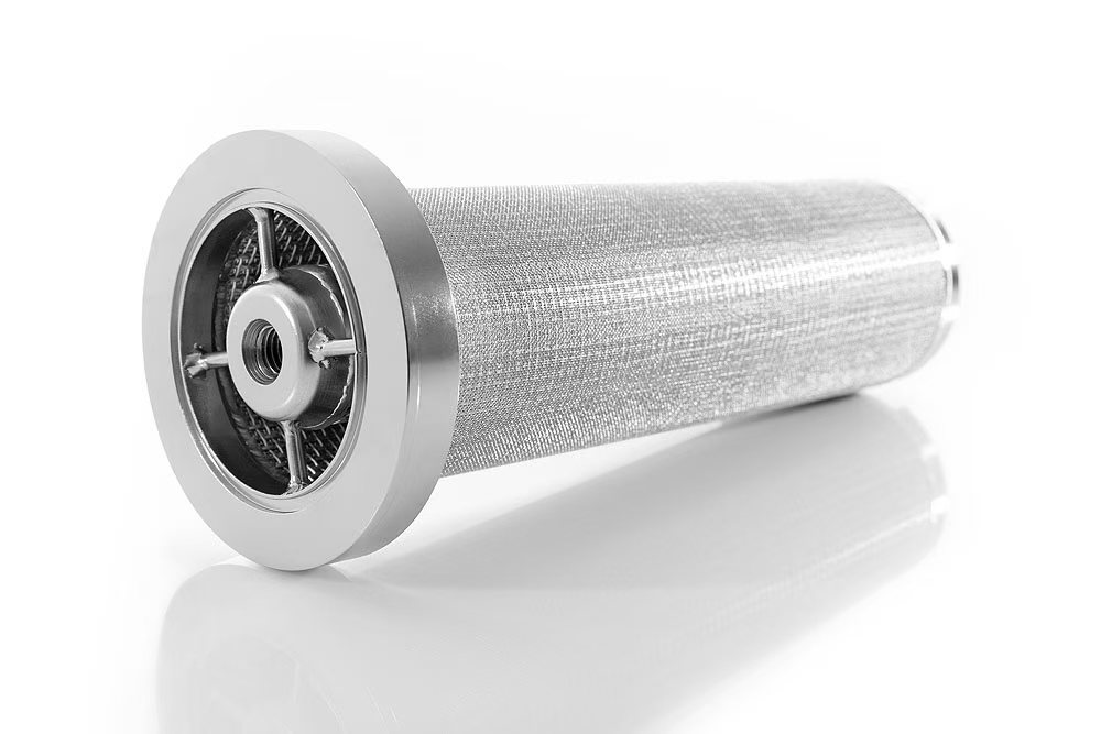 Stainless steel sintered filter cartridge with flange end